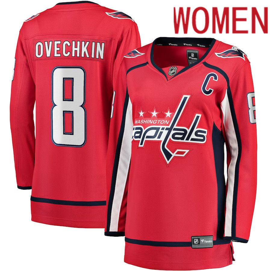 Women Washington Capitals #8 Alexander Ovechkin Fanatics Branded Red Home Breakaway Player NHL Jersey